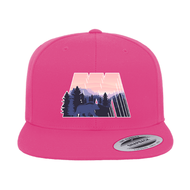 Geometric Camping Printed Flat Bill Cap